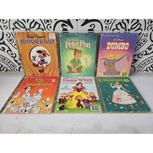 Lot of 6 DISNEY LITTLE GOLDEN BOOKS Classic Stories Dumbo Snow White Peter Pan
